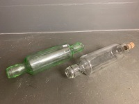 1 Uranium Glass Rolling Pin + 1 Clear Glass Rolling Pin - 2