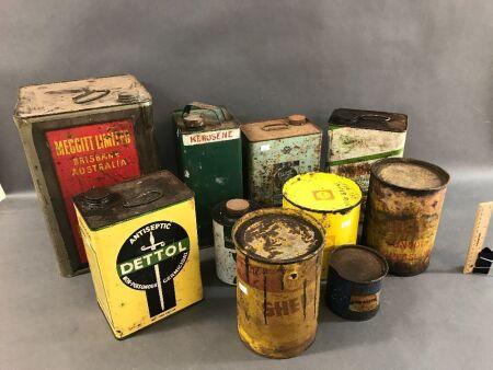 Collection of Old Oil & Grease Tins + Others inc. Shell & Castrol