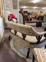  Antique 2 Seater Chaise with 2 Chairs - on metal/porcelain casters - 4