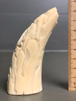 Intricately carved whale tooth carving of a fish (scrimshaw) - 2