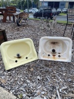  2 Enamelled Cast Iron Vanity Basins