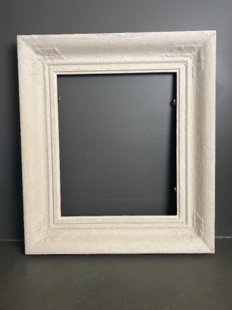 Thick large white wooden with cement paint picture frame (760x900)