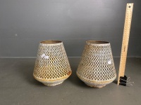 Pair of metal lantern holders