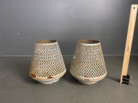 Pair of metal lantern holders - 2