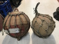 2 Vintage Netted Japanese Fishing Floats