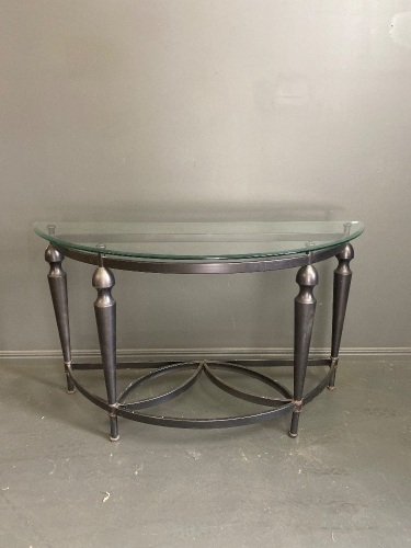 Half circle glass side/hall table