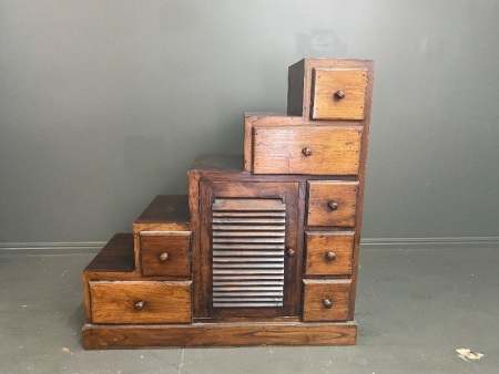 Solid wooden step storage cabinet