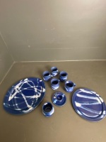 FLAXTON Pottery by Ian Reid blue set - 2