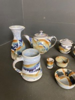 FLAXTON Pottery by Ian Reid - blue - 2