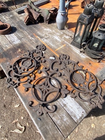 3 hanging cast iron plant holders