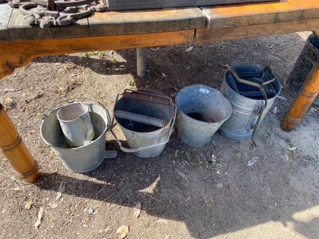 4 galvanised mop buckets