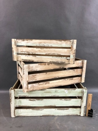 3 Vintage Style Shabby Timber Crates