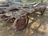 Large garden cart believe to be made from Chevrolet chassis with handmade wheels - 2