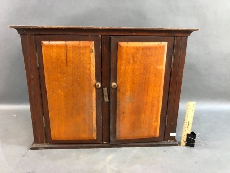 Antique Timber Wall Cabinet with Silky Oak Panels - As Is