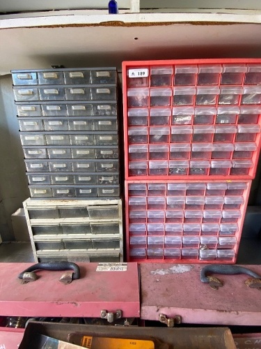 Storage containers with selection of hardware