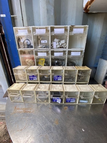 Storage containers with selection of hardware 