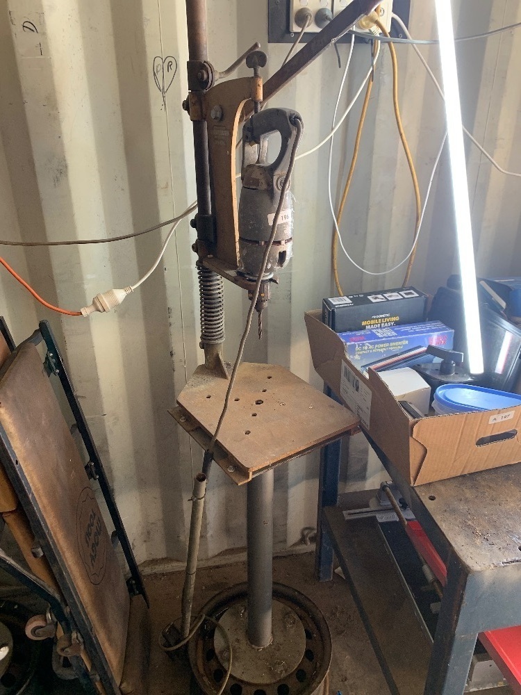 Floor standing Lightburn drill press with hand drill