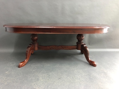 Contemporary Red Cedar Double Pedestal Coffee Table