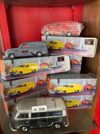 Mixed selection of model trucks and VW Combie model car