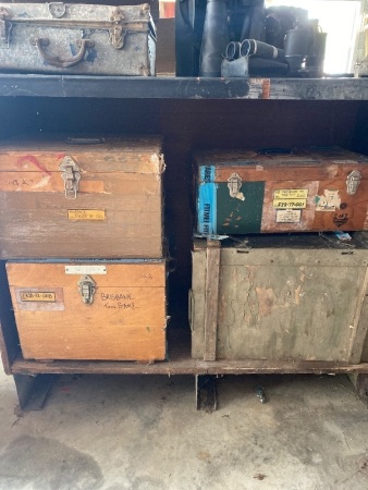 4 wooden trunks