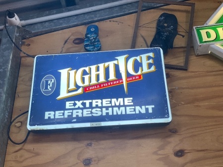 Fosters Light Ice electric backlit sign