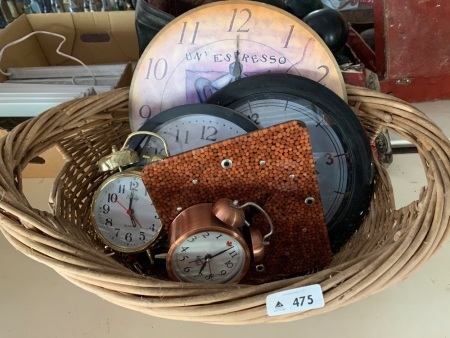 Basket of various clocks