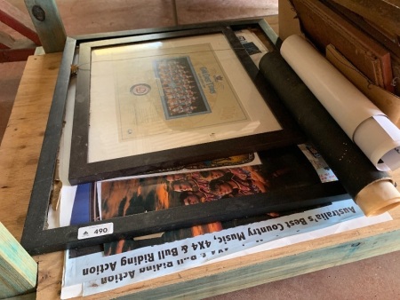 Various framed and unframed posters