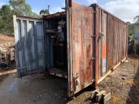 20ft Shipping Container- Shelving, lights, cabinets inc.