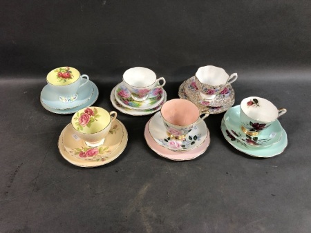 6 Vintage English Bone China Trios - 2 x Foley & 4 x Queen Anne