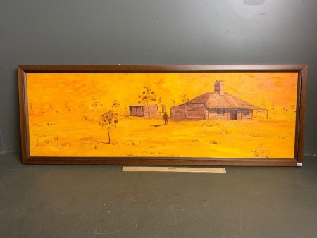 Framed Oil Painting Depicting Farm House Scene - Signed James Egan - app. 1140 x 400mm