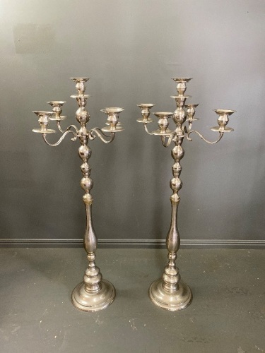 White brass 5 tier candle stick holders (1140H)