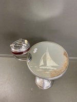 Star Brand Art Deco mirror and metal smokers table with sailing boat mirror table - 2