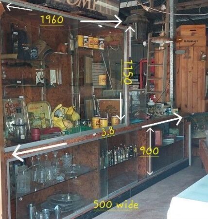 Large Display Cabinet with Glass Shelving and Sliding Glass Doors