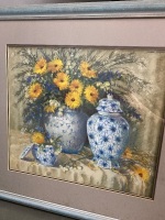 Still Life with Ginger Jars & Flowers - Watercolour/Gouache - Signed Sandra Sampson - 3