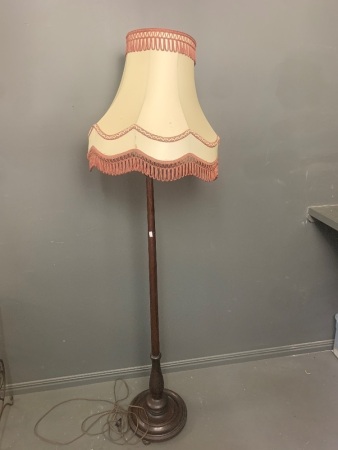 Vintage Wooden Floor Standing Lamp with Shade