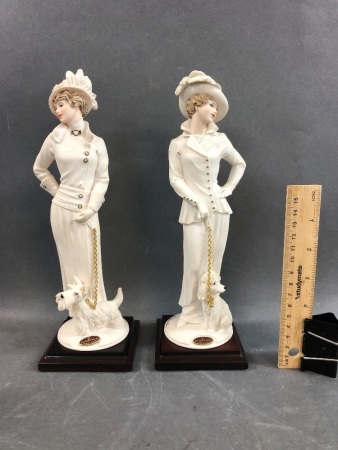 Collectable Pair of Champs Elysees Figurines by Giuseppe Armani -  Lady with Scottish Terrier & Lady with Poodle