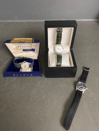 Bulova (old, new in box watch, Hamilton Military watch and Marvin dress watch