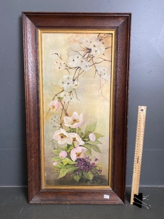 G S Newton 1923 floral painting on board