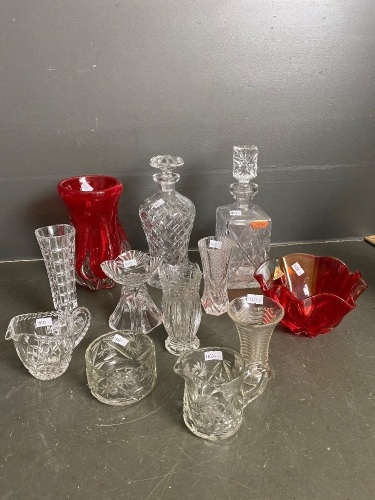 Beautiful collection of crystal and red glassware