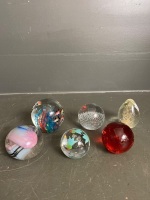 6 glass paper weights