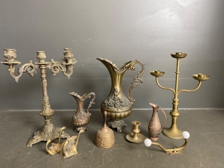 Selection of brassware