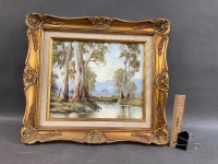 Corner of the Little Yarra - Oil on Board - Signed Frank Mutsaers - Nice Gilt Frame