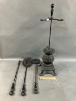 Cast Iron Fire Set in Shape of Wood Stove - 2