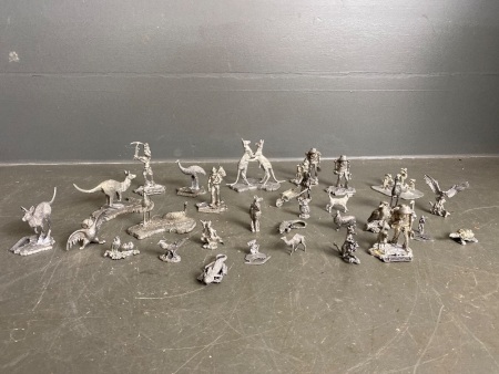 Collection of pewter Australiana figurines