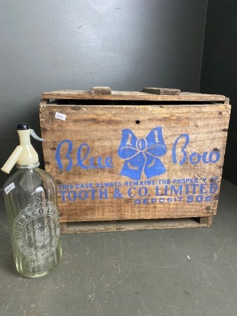 Vintage Tooth & Co. wooden crate with Tooth & Co. soda maker