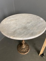 Marble topped and brass based side table - 2