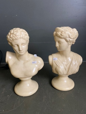 Woman and man bust ceramics