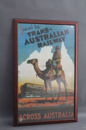Vintage Style Framed Trans Australia Railways Travel Poster