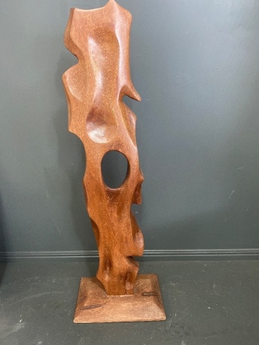 Tall Abstract Wooden Sculpture