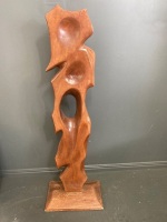 Tall Abstract Wooden Sculpture - 3